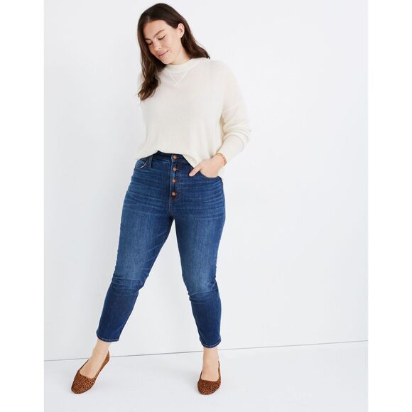 MADEWELL Perfect Vintage Crop Button Fly Jeans in Barnsdale Size 32 - Picture 1 of 11